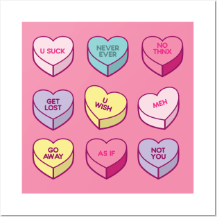 Sassy Anti Valentines Day Conversation Candy Hearts Posters and Art